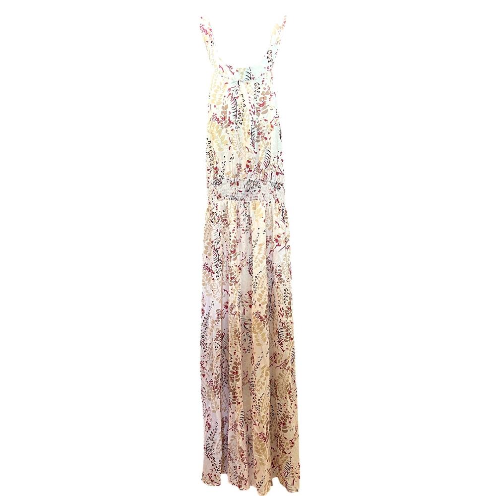 Dress, long floral, lined halter style, sz XL, $25